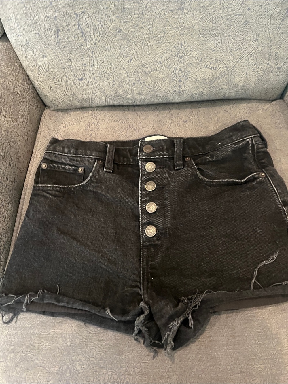 Abercrombie & Fitch Black Button-Front Denim Shorts